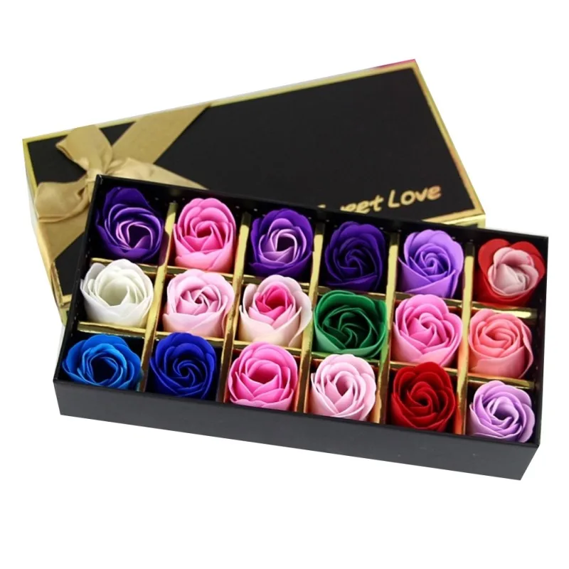 

Artificial Gradient Rose Soap Flower Set Creative Home Bathroom Skin Cleaner Elegant Gifts For Valentine's Days Birthday Party
