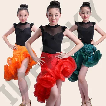child kid children professional girl latin dance dress kids ballroom sexy tango dresses for girls tops skirts ballroom costumes