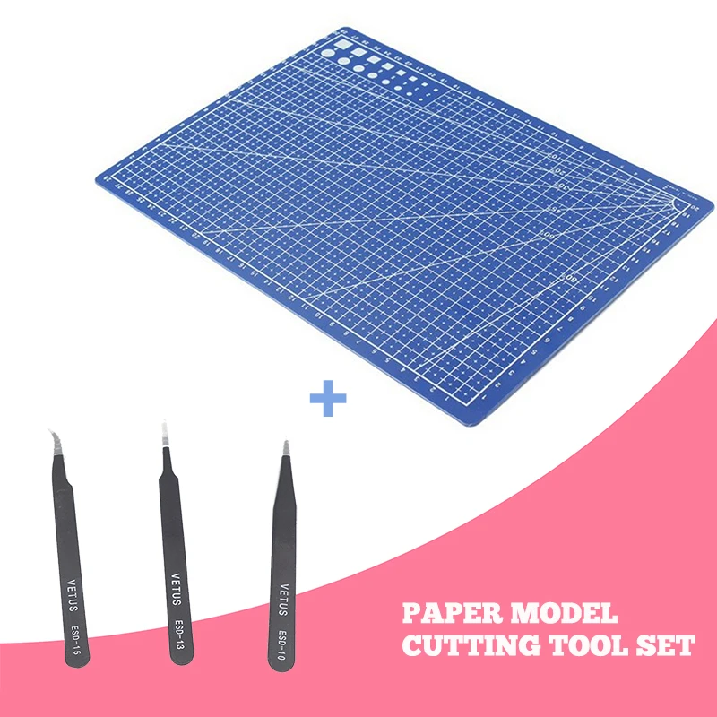 

A4 Cutting Plate Board + 3 PCS Tweezers for Paper Model Professional Tool Assemble Hand Work Puzzle Game DIY Kids Toy