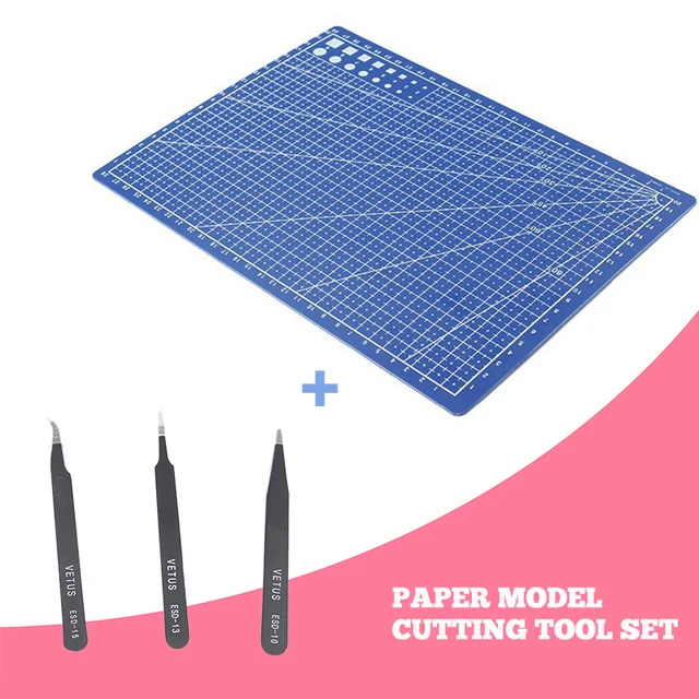 A4 Cutting Plate Board 3 PCS Tweezers For Paper Model Professional Tool Assemble Hand Work A4 Cutting Plate Board 3 PCS Tweezers For Paper Model Professional Tool Assemble Hand Work