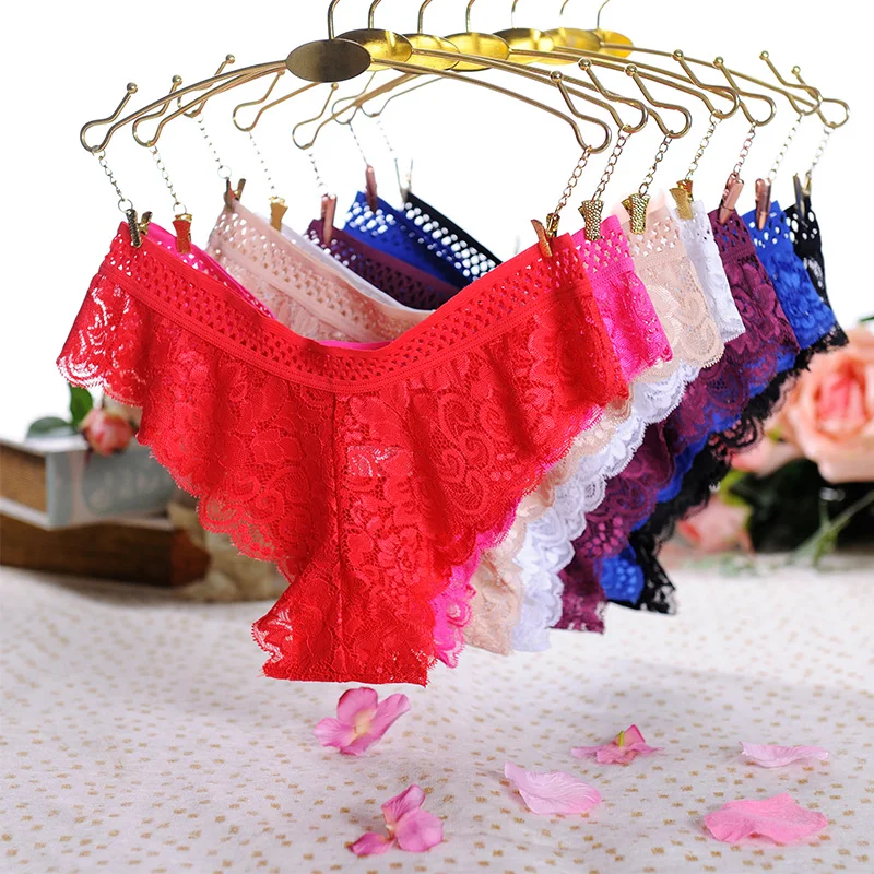 Plus Size Sexy Women Panties Low-Rise Seamless Lace With Floral Women's Underwear Underpantes Sexy Women Lingerie Thongs Briefs