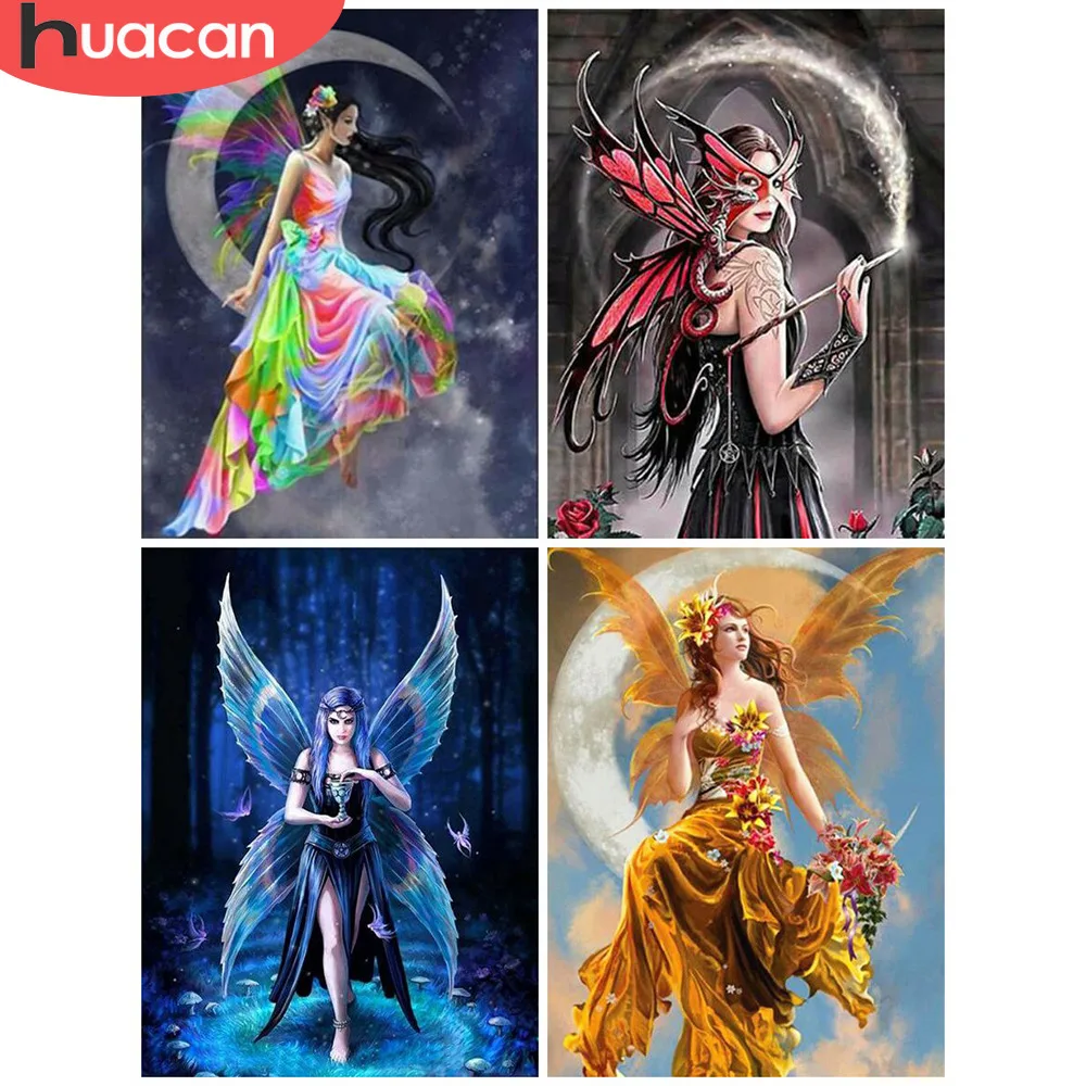 

HUACAN Diamond Mosaic Cross Stitch Fairy Diamond Painting 5D Full Square/round Diamond Embroidery Picture Rhinestone Wall Art