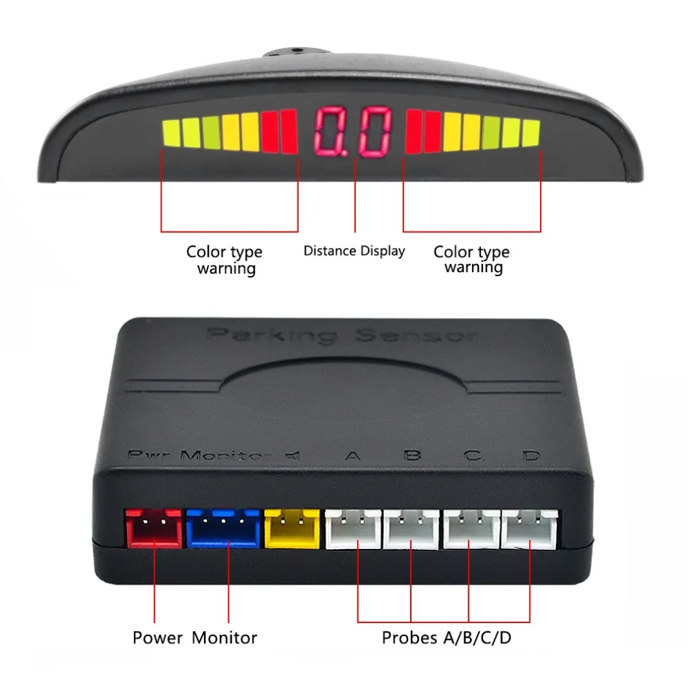 Автомобильный парковочный датчик, автоматический светодиодный дисплей, 4 датчика s, обратный резервный автомобильный парковочный детектор, радар-монитор, система