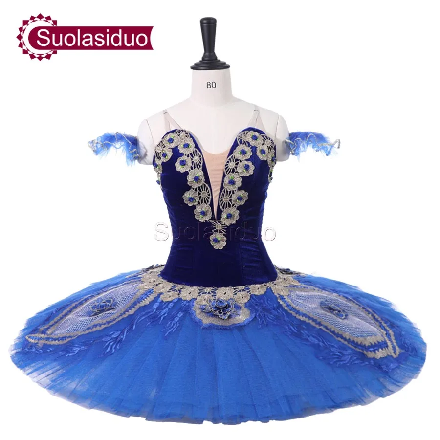 

Adult Blue Professional Ballet Tutu Peacock Plum blossom Stage Performance Apperal Children Ballet Dance Competition Costumes