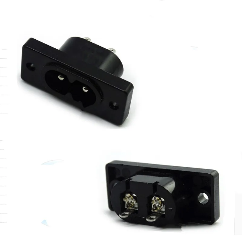 

IEC320 C8 Black 2 Pins Terminal Power Plug Inlet Socket AC 250V 2.5A 5 Pcs