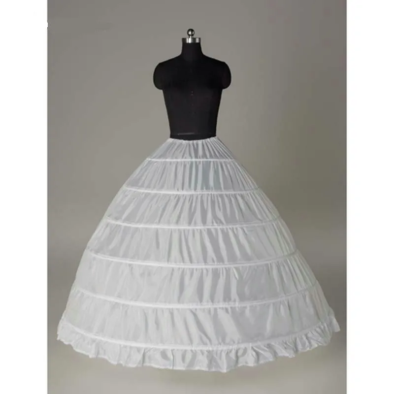 Высокое качество Белый 6 обручей подъюбник кринолин скольжения Нижняя юбка для свадебного платья свадебное платье