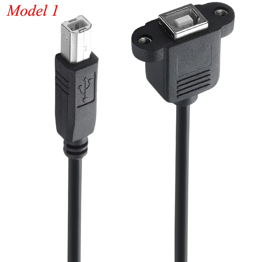 USB 2.0 Type B Male to Type B Female Printer Extension Cable With Panel Mount Screw Hole 30cm 50cm 100cm 150cm