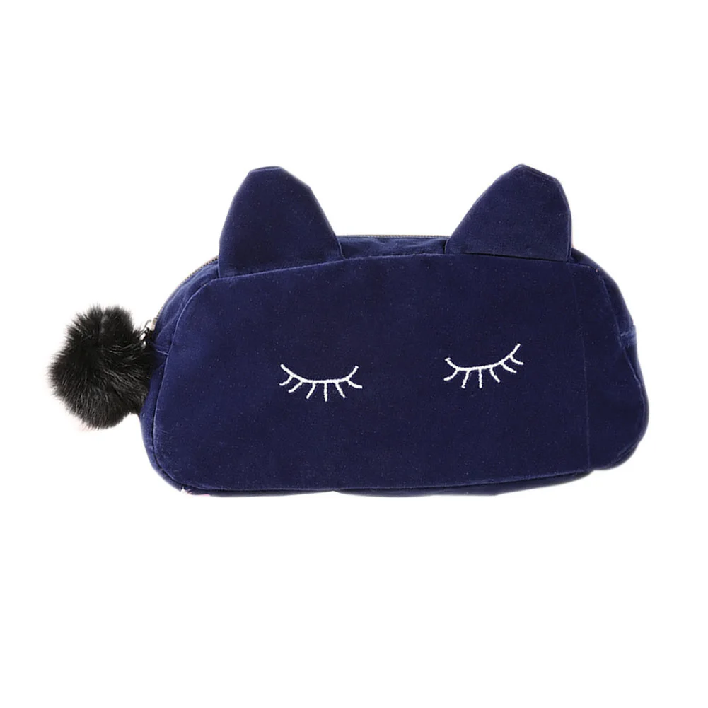  Portable Cartoon Cat Coin Storage Case Travel Makeup Flannel Pouch Cosmetic Bag Best Sale-WT