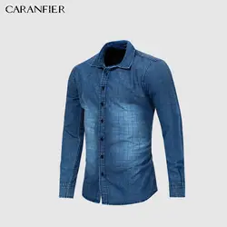 CARANFIER 2019 новые мужские Джинсовые рубашки Повседневное плед Camisa Homens 100% хлопок Chemise Homme модные ковбойские Camisa Hombre H470