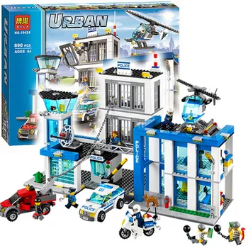 

Bela 10424 City Police Station motorbike helicopter Model building kits compatible with city 60047 blocks Educational toys