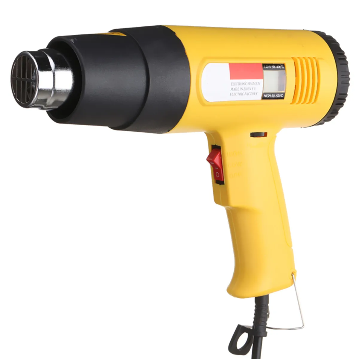 

JIGUOOR 2000W AC 220V LCD Digital Hot Air Heat Gun Temperature Adjustable Nozzle Yellow