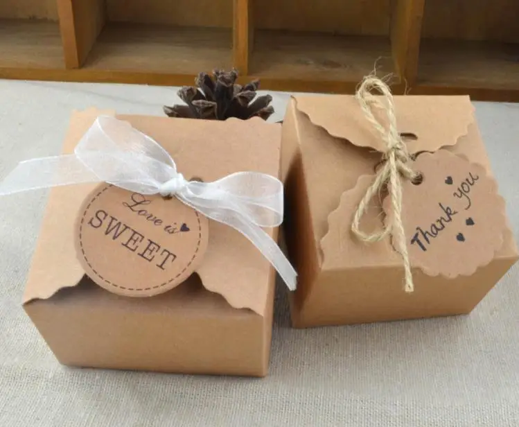 Brown Kraft Paper Box for Party Small Gift Wedding Favors Candy Jewelry Packing 