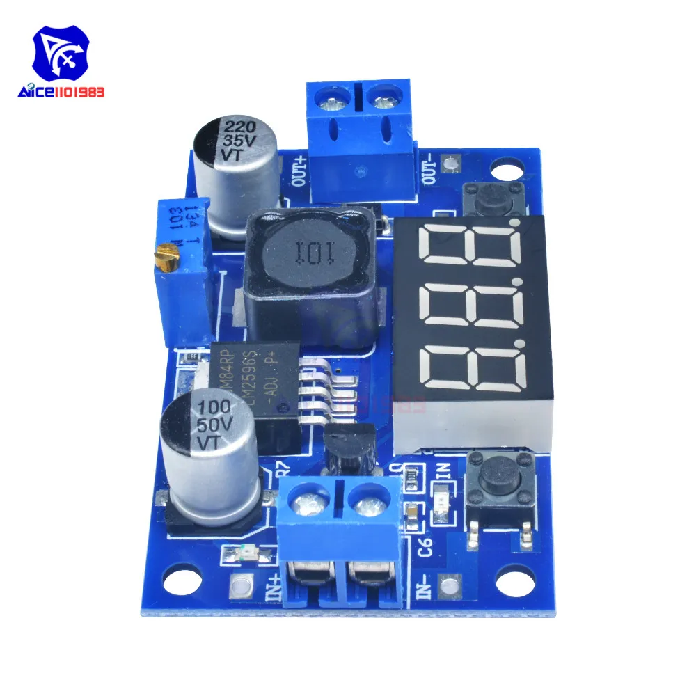 LM2596 светодиодный цифровой вольтметр постоянного тока 4,0-40 В до 1,25-37 в регулируемая плата понижающий модуль преобразователя питания