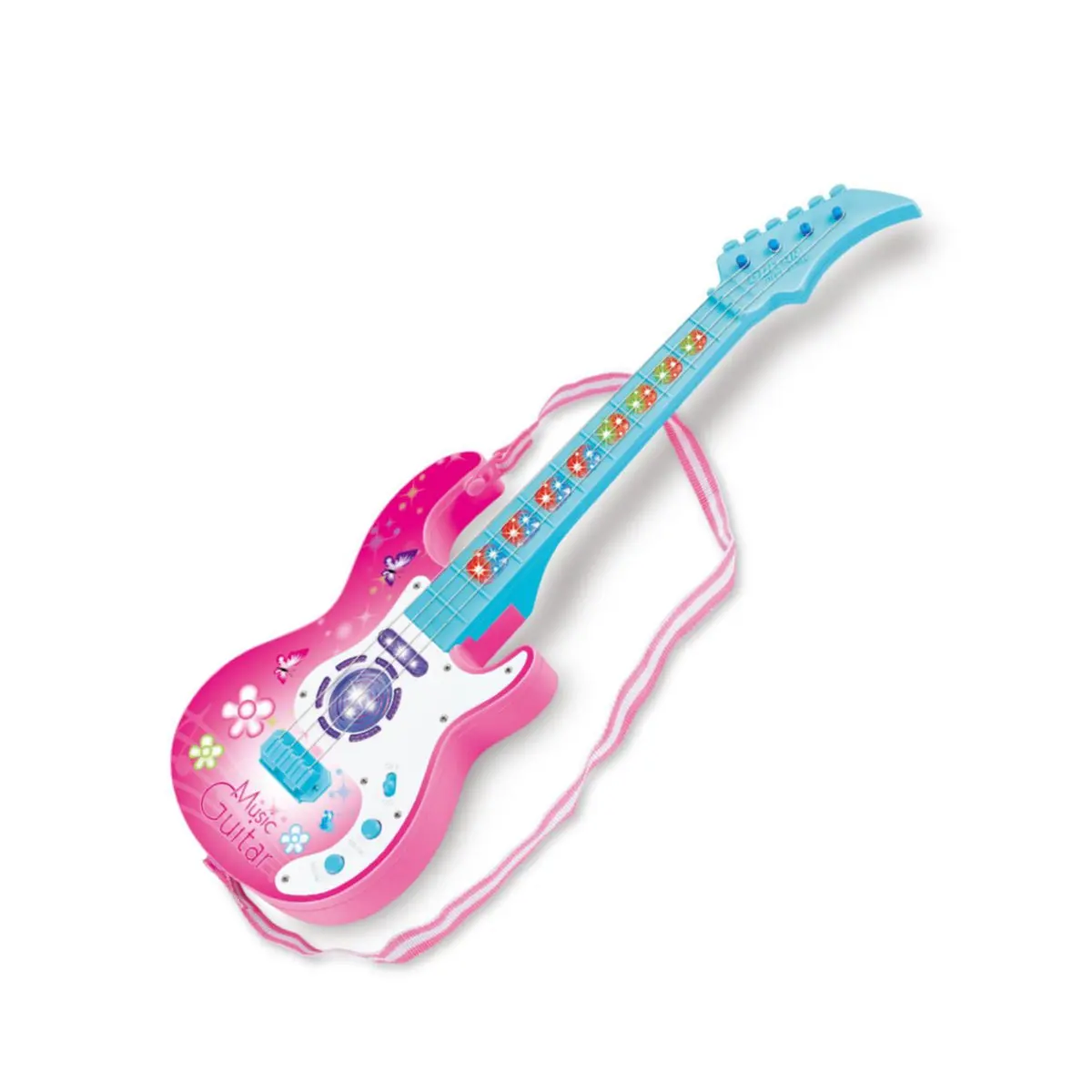 Электрическая игрушечная гитара для детей 21 дюймов флеш-гитара Музыкальные инструменты Развивающие игрушки для детей подарок на год - Цвет: Белый