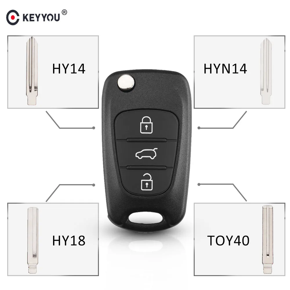 

KEYYOU 3 Buttons Car Remote Flip Key Shell Fob Case For Hyundai I30 IX35 Avante Accent elantra solaris VERNA For KIA