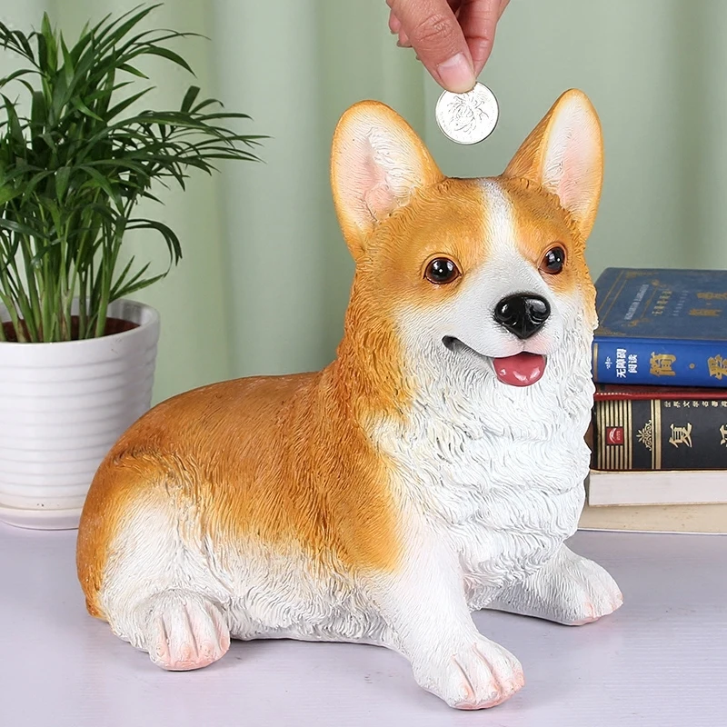 

Piggy Bank Corgi Dog Home Resin Craft Ornaments Money Box Piggy Bank Cash Box Coin Bank Moneybox Coin Box