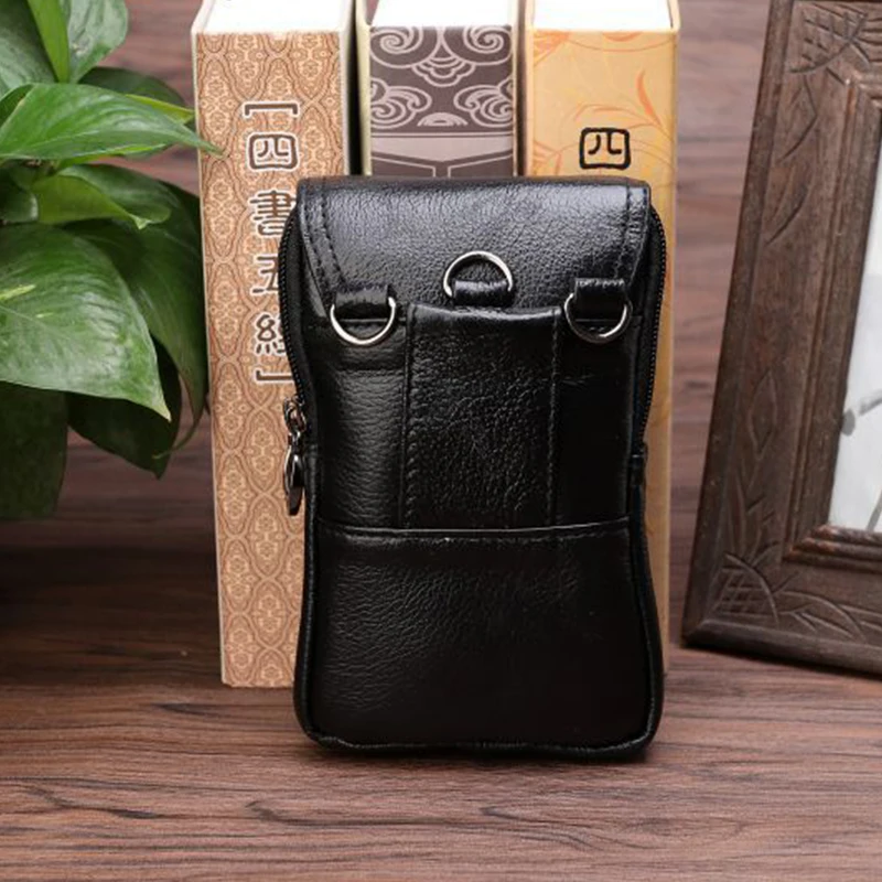 Мужская поясная сумка из натуральной кожи с крючками для сотового/мобильного телефона, чехол для телефона, кошелек из натуральной воловьей кожи, маленькая сумка через плечо