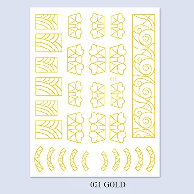 3D Nail Art Sticker Gold Silver Circle Nail Stickers Hollow Geometry Line Adhesive Slider Sticker Star Moon Decals Z0158 - Цвет: 21gold