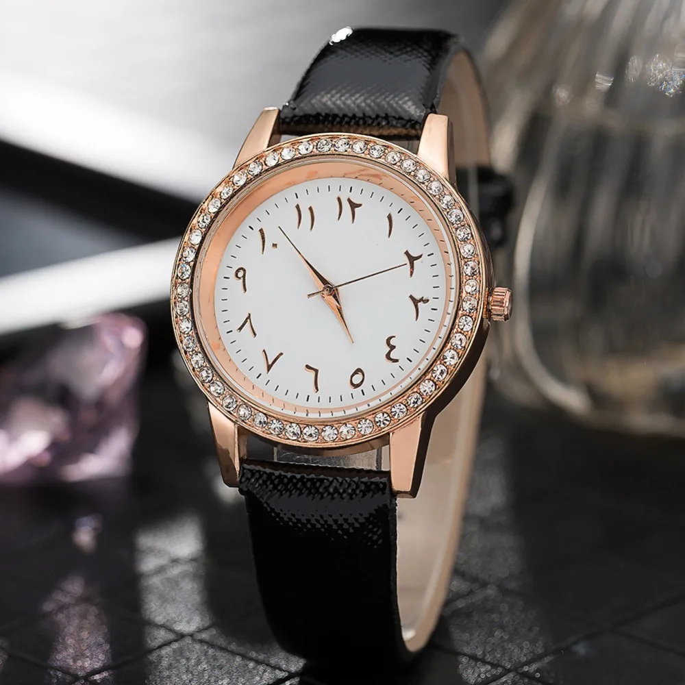 

New Fashion Arabic Women Watch Luxury Rhinestone Quartz Wristwatch Lady Leather Gift Clock Female Relogio Feminino Montre Femme