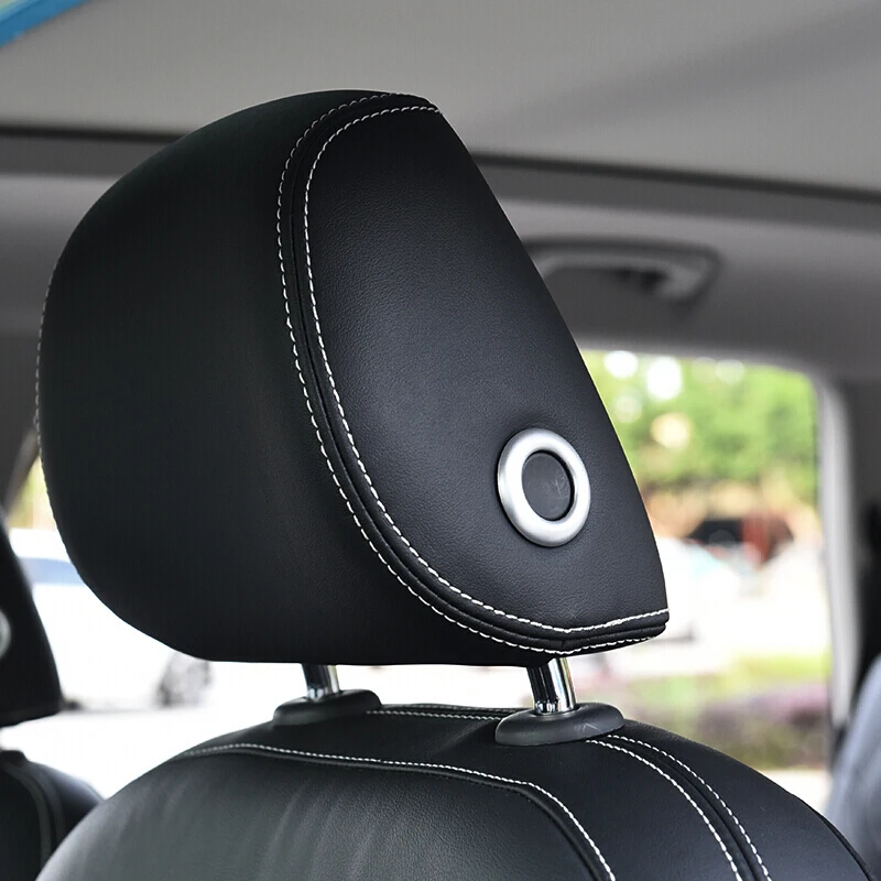 

For Skoda Kodiaq 2017 2018 ABS Matte Car Seat Neck Pillow Button Cover Trim Car Styling Accessories 2pcs