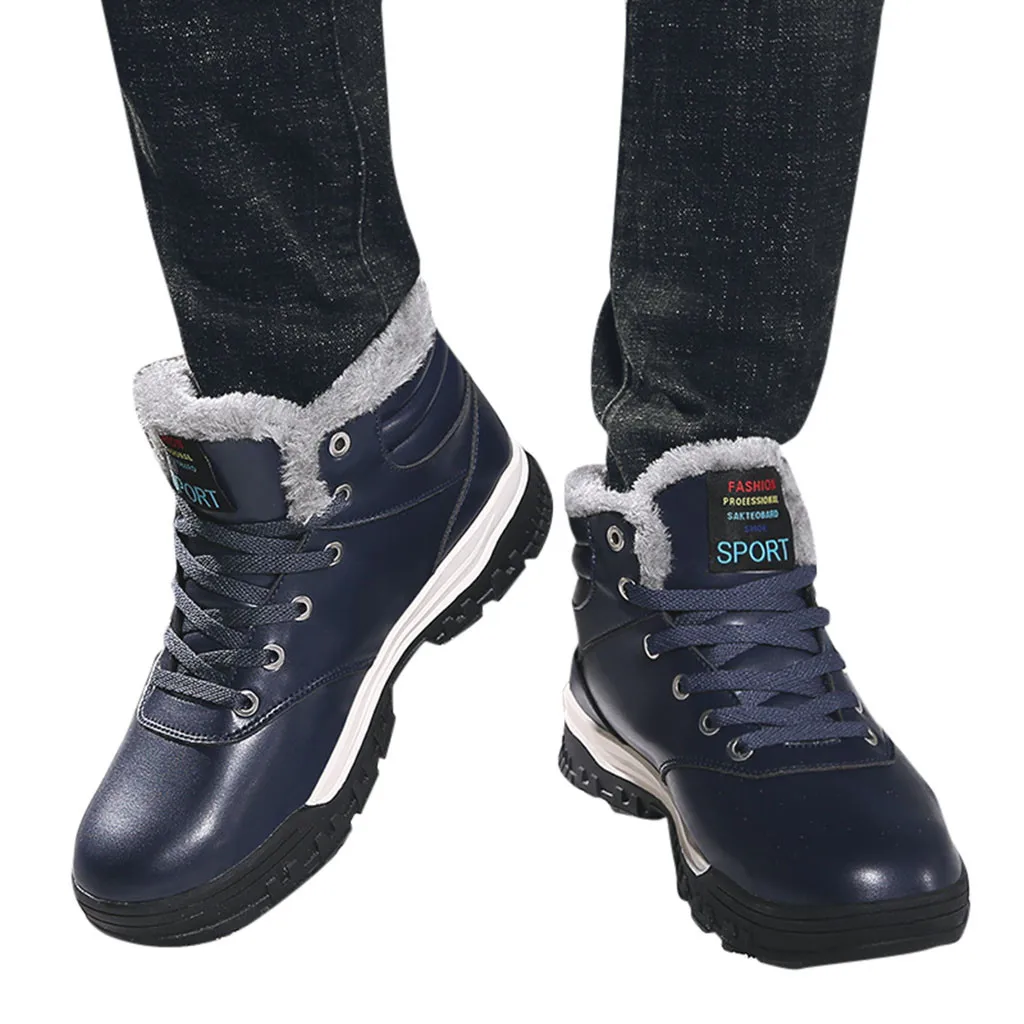 

Perimedes mens winter keep warm running shoes non-slip lace-up tooling shoes white chunky platform sneaker shoes for male#g30
