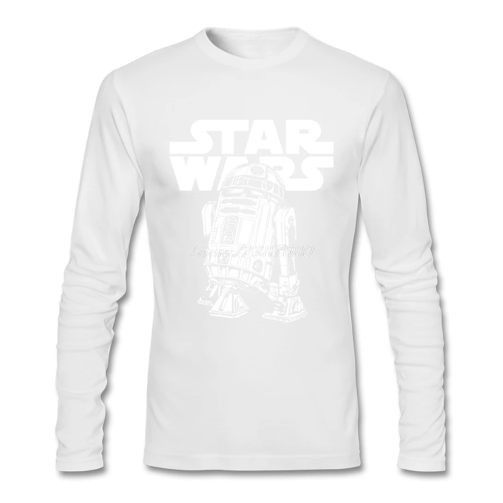 Классическая R2D2 футболка Star Wars с длинным рукавом на заказ мужские футболки новая уличная хлопковая Футболка с круглым вырезом для фитнеса