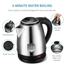 Электрический чайник из нержавеющей стали для дома и путешествий с подогревом портативный 2L практичная техника котел кухонный