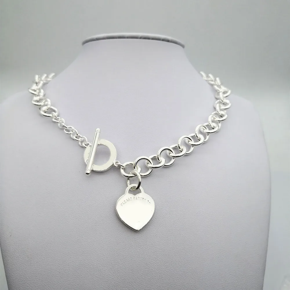 

TIFF 1:1 s 925 sterling silver necklace heart-shaped white pendant fashion trend wild ladies jewelry fresh European style