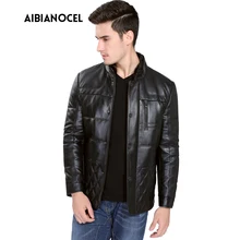 Дешевая новая зимняя кожаная куртка мужская внутренняя белая куртка на утином пуху мужская теплая куртка из натуральной кожи jaqueta de couro mascul