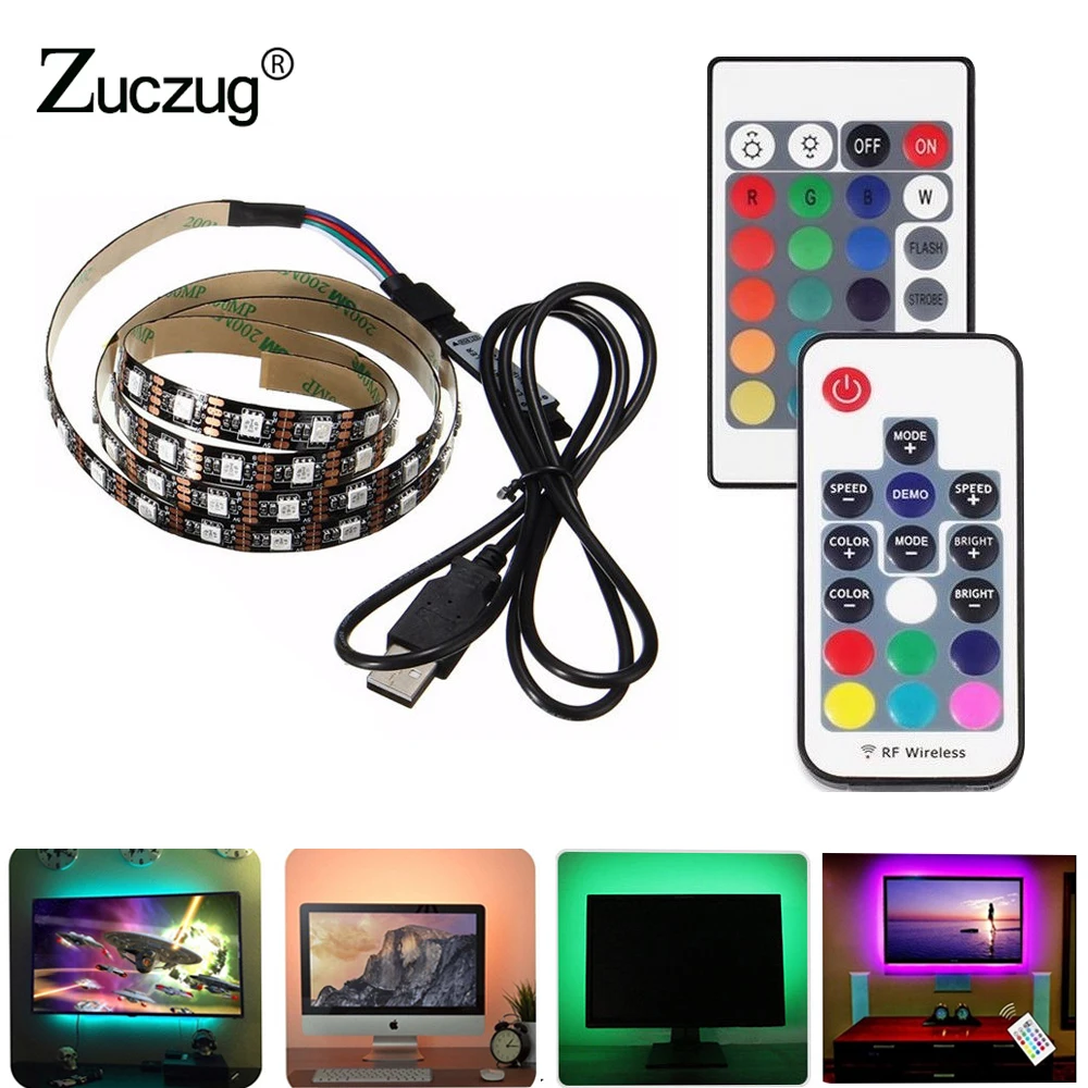 Zuczug 5V RGB USB Led Strip USB TV 5050 Waterproof Black PCB RGB PC 5V Led Lamp Strip RGB USB