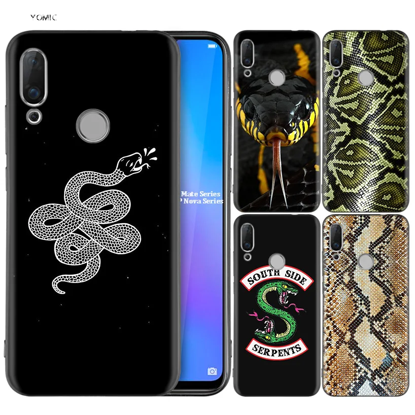 

Silicone Coque Case for Huawei P30 P20 P10 P9 Mate 20 10 Lite Pro Nova 3i 4e 3E P Smart 2019 2018 Plus Dark Snake Mole Catcher S