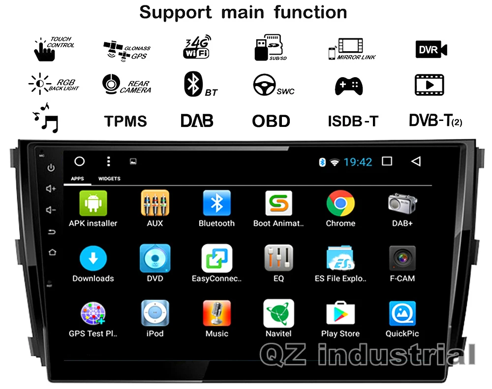 Discount QZ industrial HD 10.2" 2.5D 8core Android 8.1 T8 for ZOTYE T600 2014-2017 Car DVD player with 3G 4G WIFI Radio Navi GPS RDS Map 4