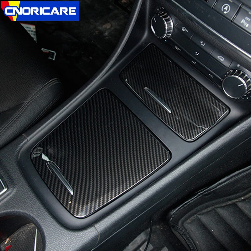 Carbon-Fiber-Style-Storage-Box-Panel-Decoration-Cover-Trim-ABS-2pcs-For-Mercedes-Benz-A-Class