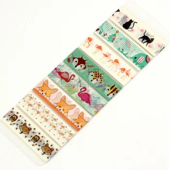 

8 designs per sheet Decorative Adhesive Paper Cute Washi Tapes cat elephant flamingo Corgi dog fox set for Planner Photo Album