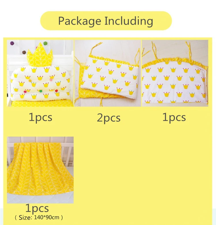  5pcs/set Grey Baby Crib Bedding Set Infant Cot Bumpers Bed Sheet Cotton Newborn Bedding Kit Cute Pa - 33038703717