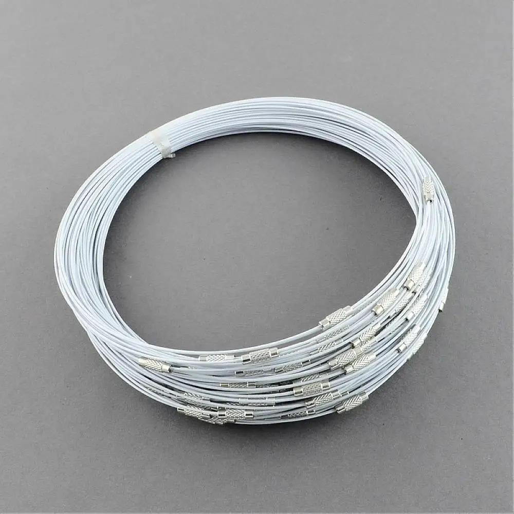 10pc Stainless Steel Wire Necklace Cord DIY Jewelry Making, with Brass