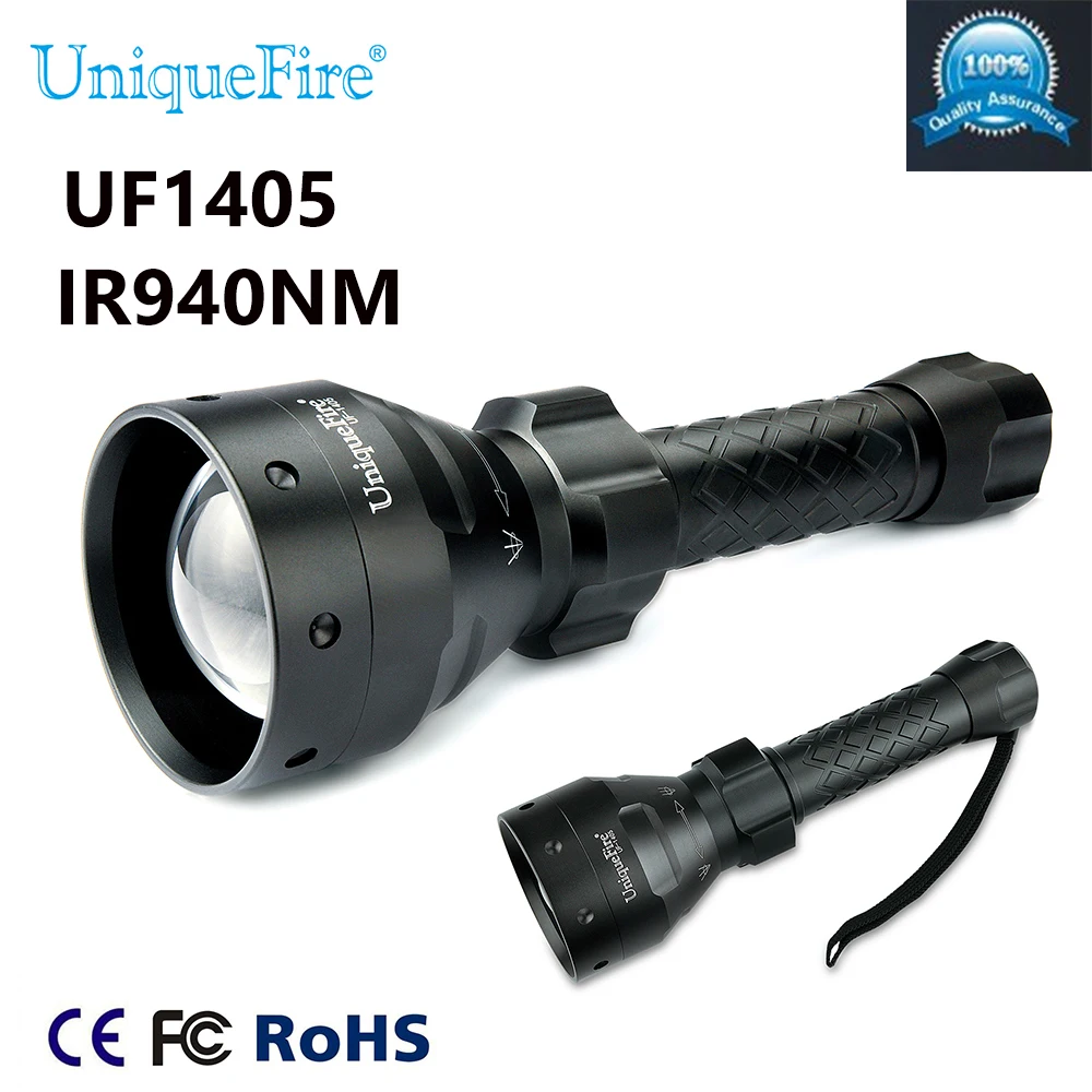 

Simple Design Uniquefire 1405 940NM IR LED Night vision Flashlight 3 Mode Torch Zoomable and Adjustable for hunting camping