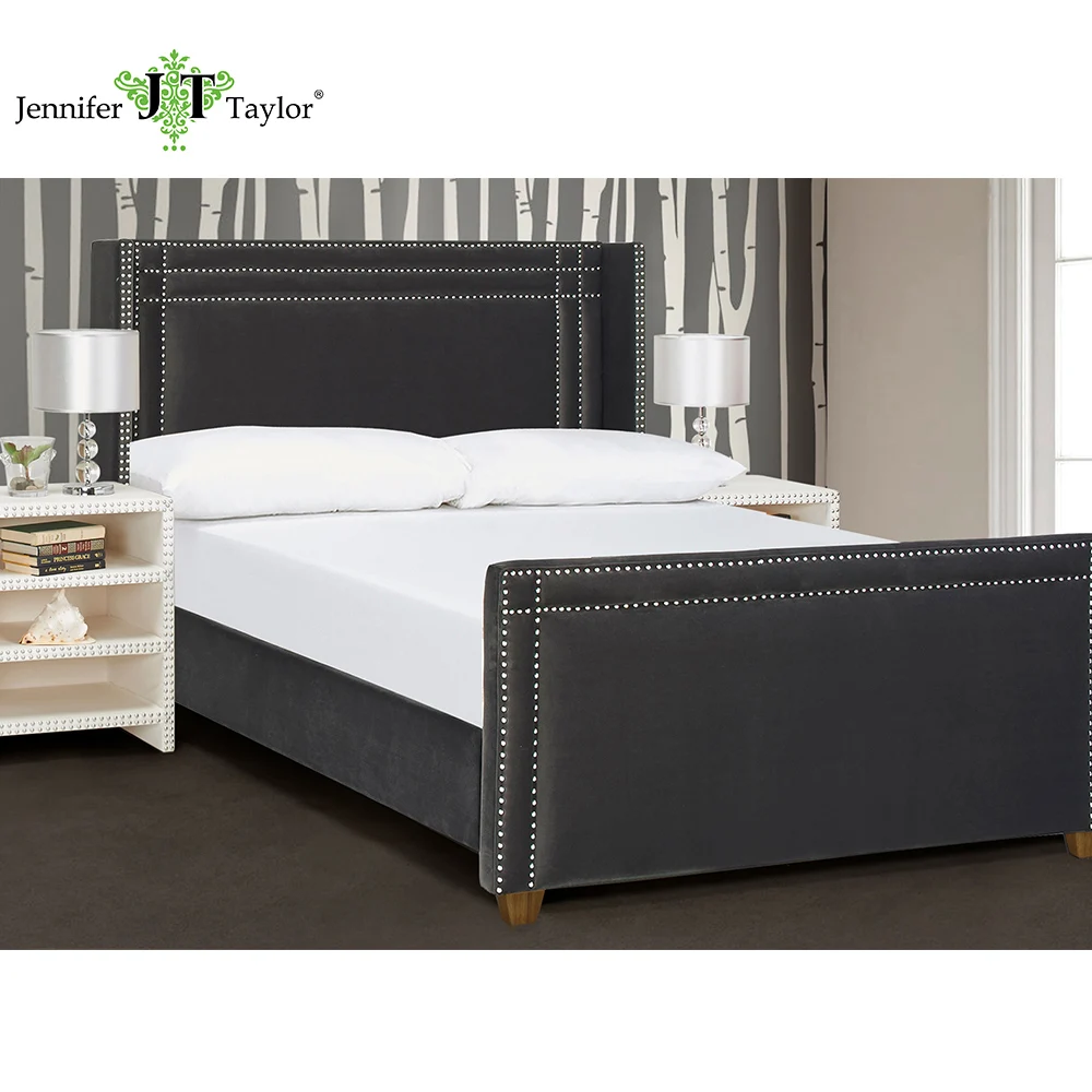 Jennifer Taylor Home, Upholstered Bed, Queen, Dark Charcoal Grey