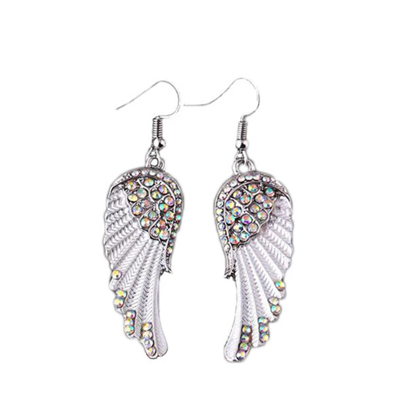 Hot Selling Fashion Angel Wings Crystal Drop Earrings
