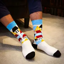 1 пара, Харадзюку, цветные полосатые хлопковые мужские носки, художественные жаккардовые носки, популярные цветные длинные носки в горошек в стиле хип-хоп, счастливые носки, антибактериальные носки
