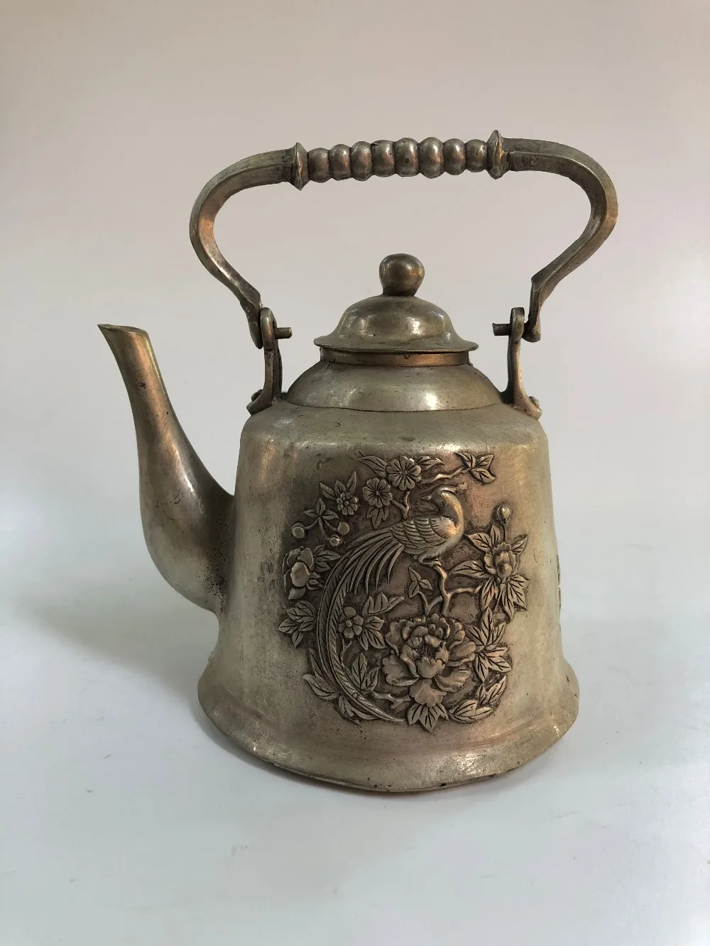 China Copper Silver Refined Kettle Ancient Phoenix Kettlein Bottles