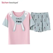 

Women's Soft Cotton Pajamas Women Female Pajama Lovely Homewear Gecelik Sets Home Clothes Lingerie Nightwear Sleepwear Shein