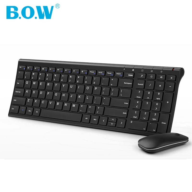 

B.O.W 2.4GHz Rechargeable Compact Whisper-Quiet Keyboard and Mouse Combo with Nano USB Receiver for Windows, Laptop, Pc,notebook