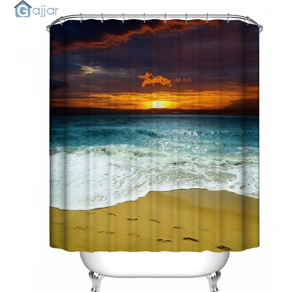 GAJJAR 2019 HOT Sale Fashion Custom Fabric Waterproof Bathroom Sky Ocean Beach Scenery Shower Curtain 72x72inch  18Oct24