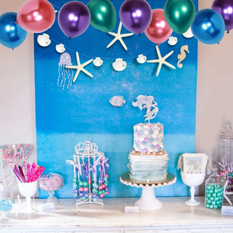 

Under The Sea Party Metallic Balloons Latex Wedding Glossy Metal Ballon Kids Birthday Party Home Decorating Balloon Supplies