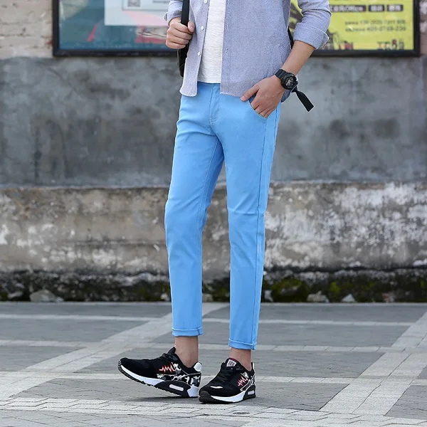 New arrival 2017 Sping Men Ankle Pants sky blue Style Fashion Classic
