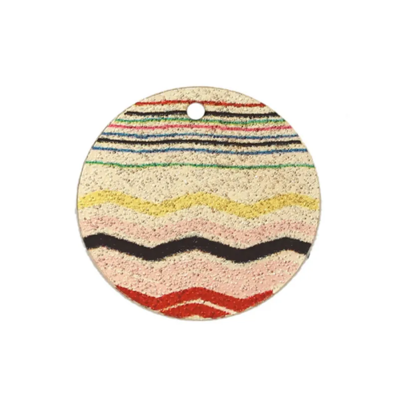 

Doreen Box Iron Based Alloy Enamel Painting Charms Round Gold Color Geometric Pattern Fashion Pendants 20mm( 6/8") Dia, 3 PCs