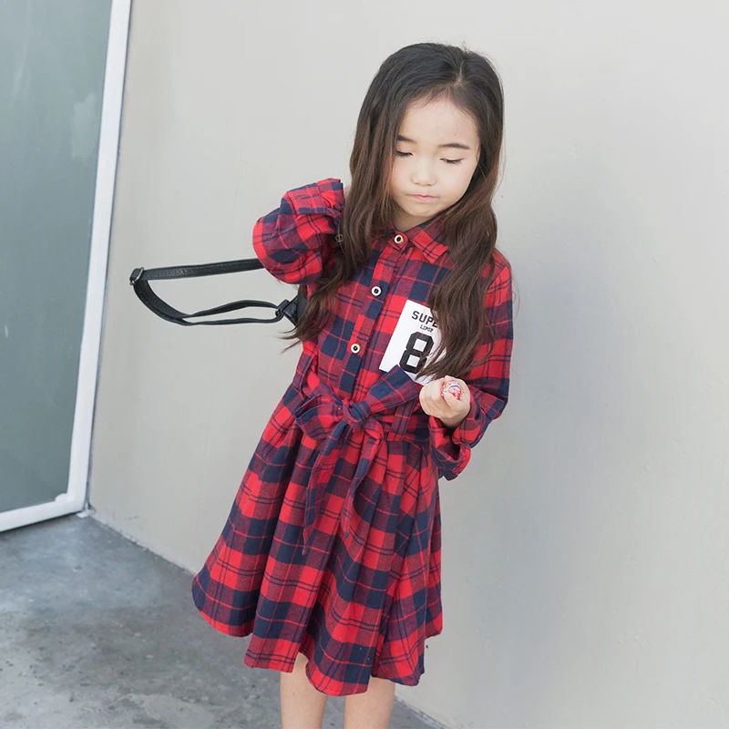 

Girls School Clothing Long Sleeve Plaid Dress Toddler Girls Clothes Spring Autumn Winter Dress Age 6 8 10 12 14 15 years
