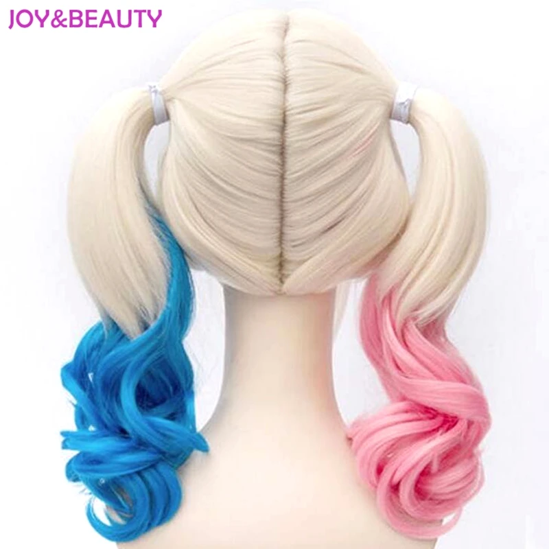 JOY & BEAUTY Hair Harley Quinn Cosplay peluca estilo ondulado sintético Cola de Caballo Peluca de alta temperatura Cos peluca envío gratis JOY & BEAUTY Hair Harley Quinn Cosplay peluca estilo ondulado sintético Cola de Caballo Peluca de alta temperatura Cos peluca envío gratis