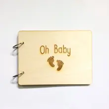 Пользовательские древесины Гостевая книга Baby Shower фотоальбом День рождения подарок индивидуальное о детские деревянные крафт-Гостевая книга